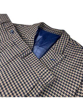 Alain Dupetit Men's Double Breasted Suit Navy/Beige Houndstooth • 44R US | 38x26